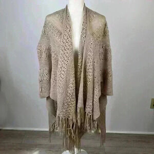 Maurices Tan Knit Poncho Sweater One Size
